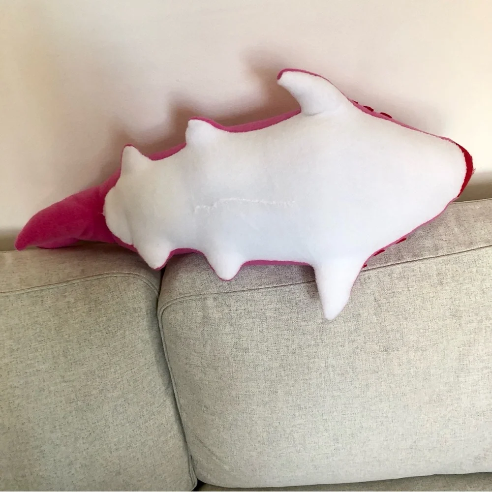 Mommy shark pillow hot  pink micro fleece handmade